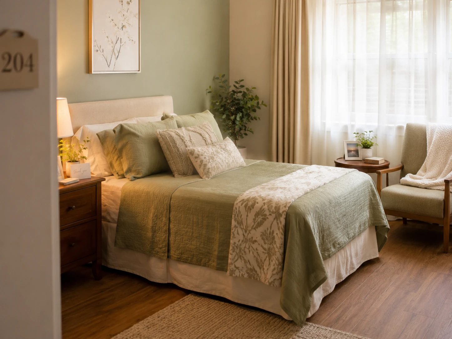 A warm patient room in a skilled nursing facility