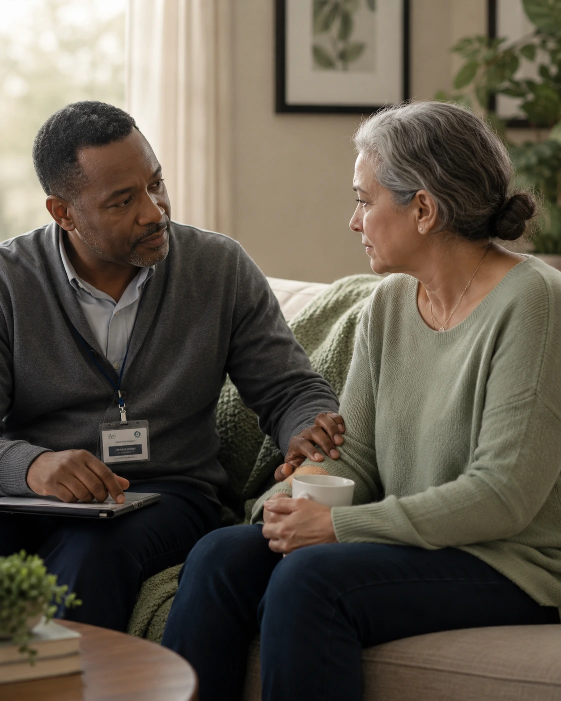A counselor providing emotional support to a family